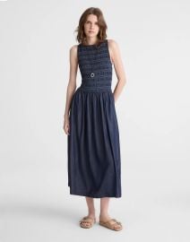 Denim Smocked Boatneck Midi Dress at Madewell
